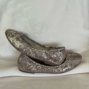 Sam Edelman, Felicia Flats, Size 7 1/2, Brown/Gold